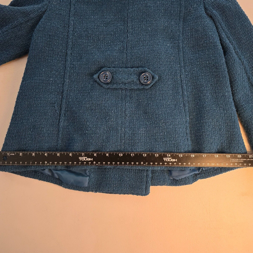Vintage Frenchi Peacoat Women's Medium Wool Blend Collard Short Length Blue Teal - Picture 13 of 16